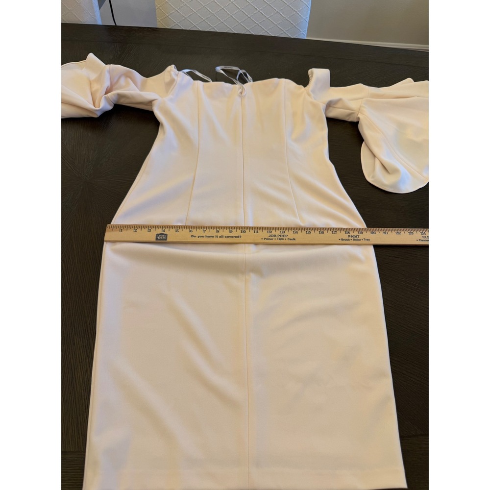 Calvin Klein Womens 10 Cream Off Shoulder Sheath Dress Bell Sleeve CD0B15DT NWT - Picture 7 of 13